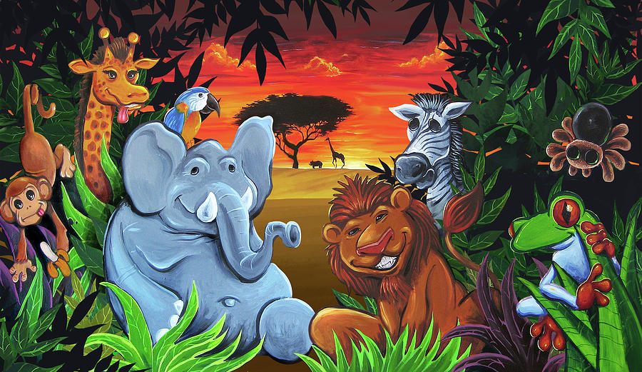 Animal Digital Art - Jungle Mural by Flyland Designs