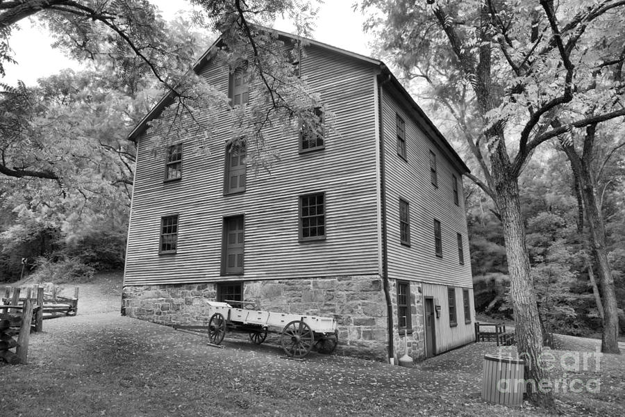Juniata Township Grist Mill Black And White Photograph by Adam Jewell