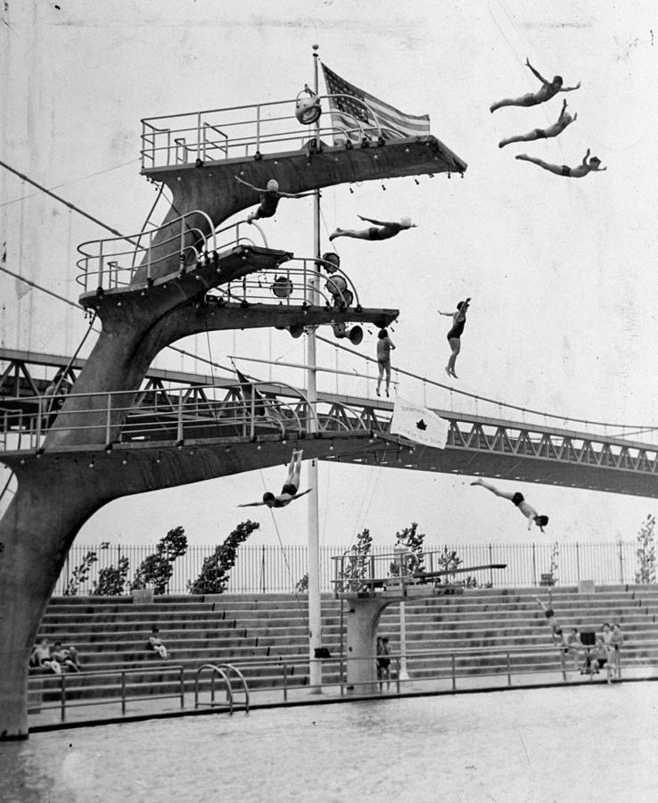 Junior Divers Take The Plunge In Photograph by New York Daily News Archive