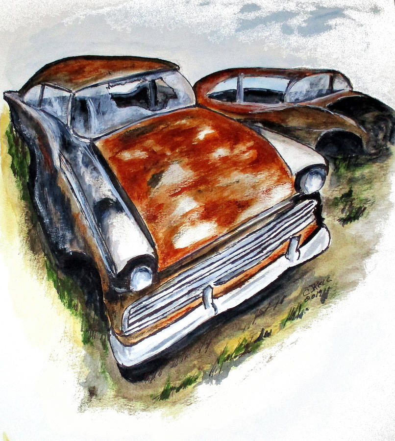 Junk Car No.10 Painting by Clyde J Kell