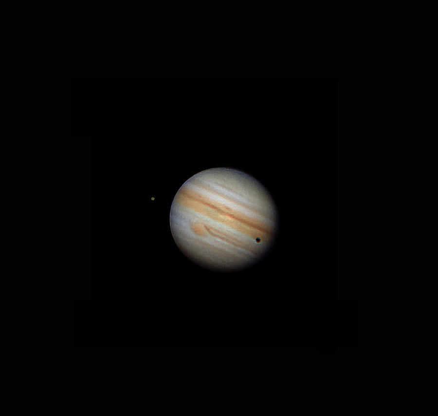 Space Photograph - Jupiter & Ganymede With Its Shadow by Basudeb Chakrabarti