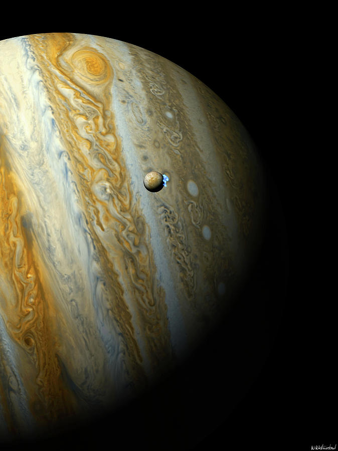 Jupiter and Europa Enhanced Digital Art by Weston Westmoreland