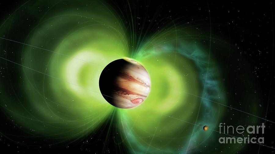 Jupiter And Io Interaction Photograph by Mark Garlick/science Photo Library