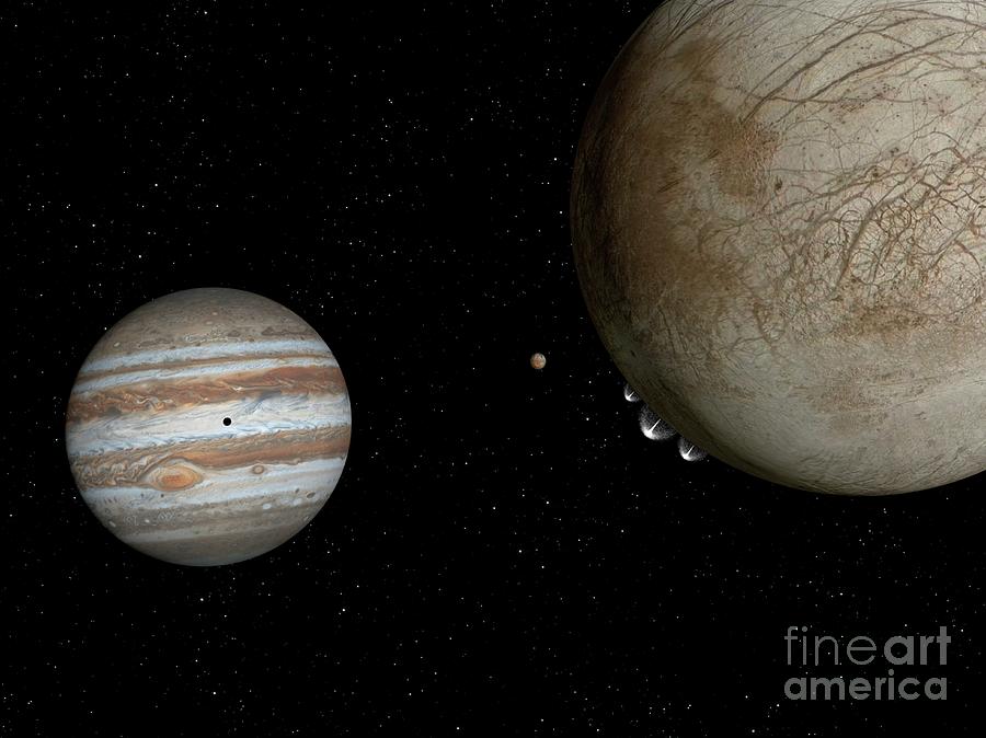 Jupiter And Moons Europa And Io Photograph by Nasa/esa/stsci/science Photo Library