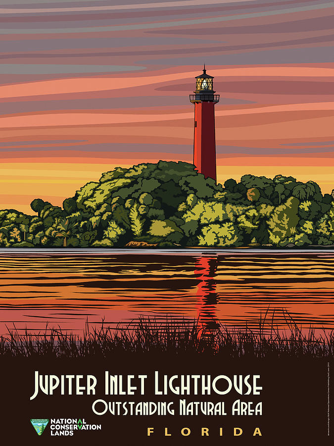 Jupiter Inlet Lighthouse Outstanding Natural Area in Florida Painting by Bureau of Land Management