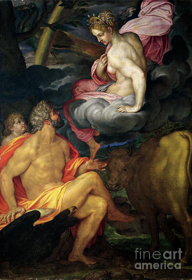 Jupiter, Juno And Io By Ambrogio Figino Painting by Ambrogio Figino