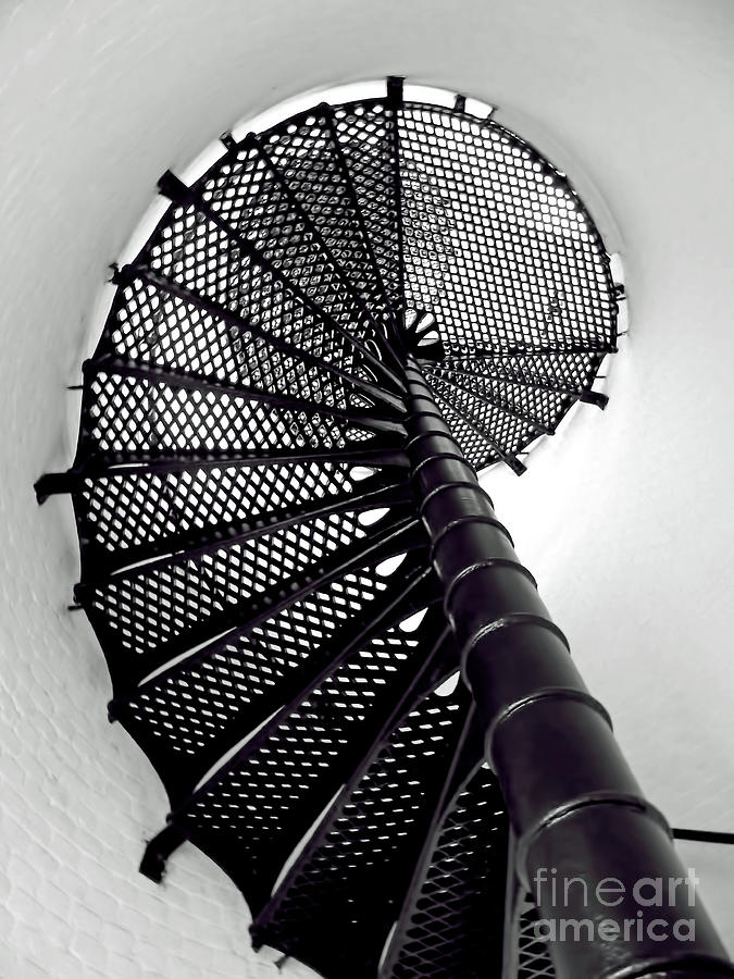 Jupiter Lighthouse Spiral Staircase BW Photograph by D Hackett