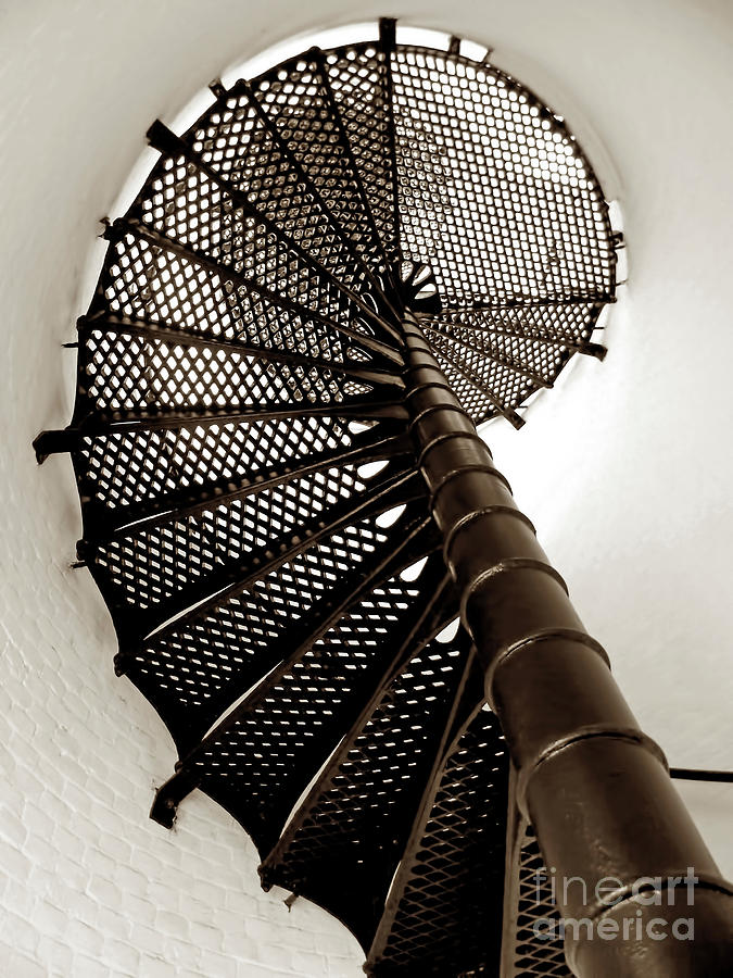 Jupiter Lighthouse Spiral Staircase Sepia  Photograph by D Hackett