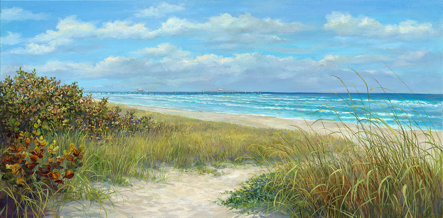 Beach Painting - Jupiter Piers Pathway by Laurie Snow Hein