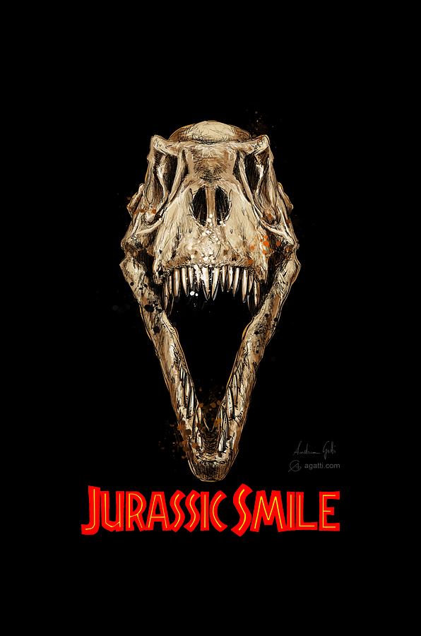 Jurassic Smile red Digital Art by Andrea Gatti