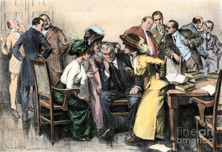 Jury Drawing - Jury Deliberation In The United States, Beginning Of The 20th Century Jury Members Trying To Convince Jury Number 12 Colour Engraving Of The 20th Century by American School