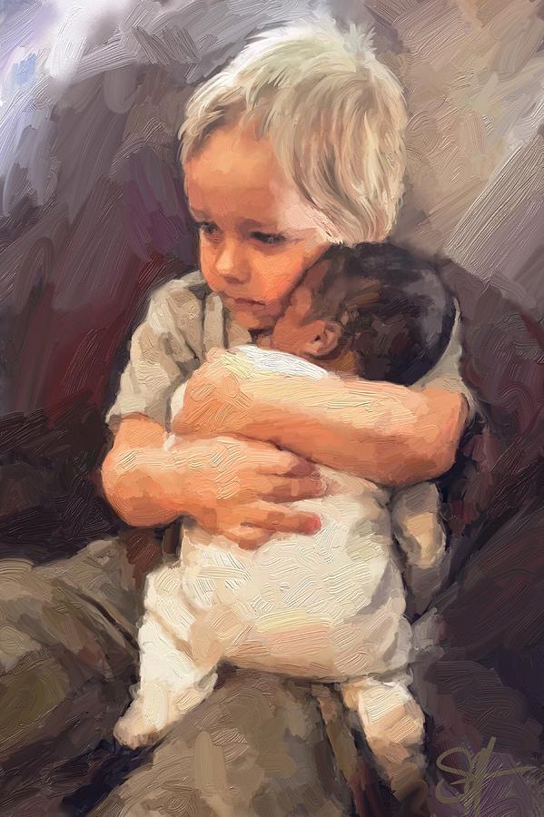 Portrait Digital Art - Brothers by Scott Waters Portrait Digital Art - Brothers by Scott Waters