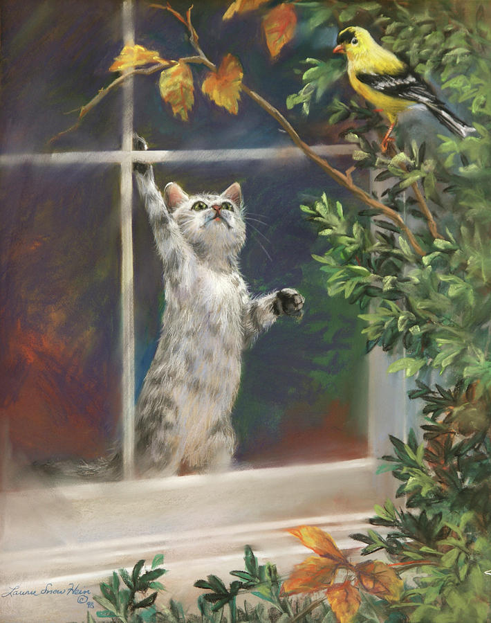 Cat Painting - Just Out Of Reach by Laurie Snow Hein