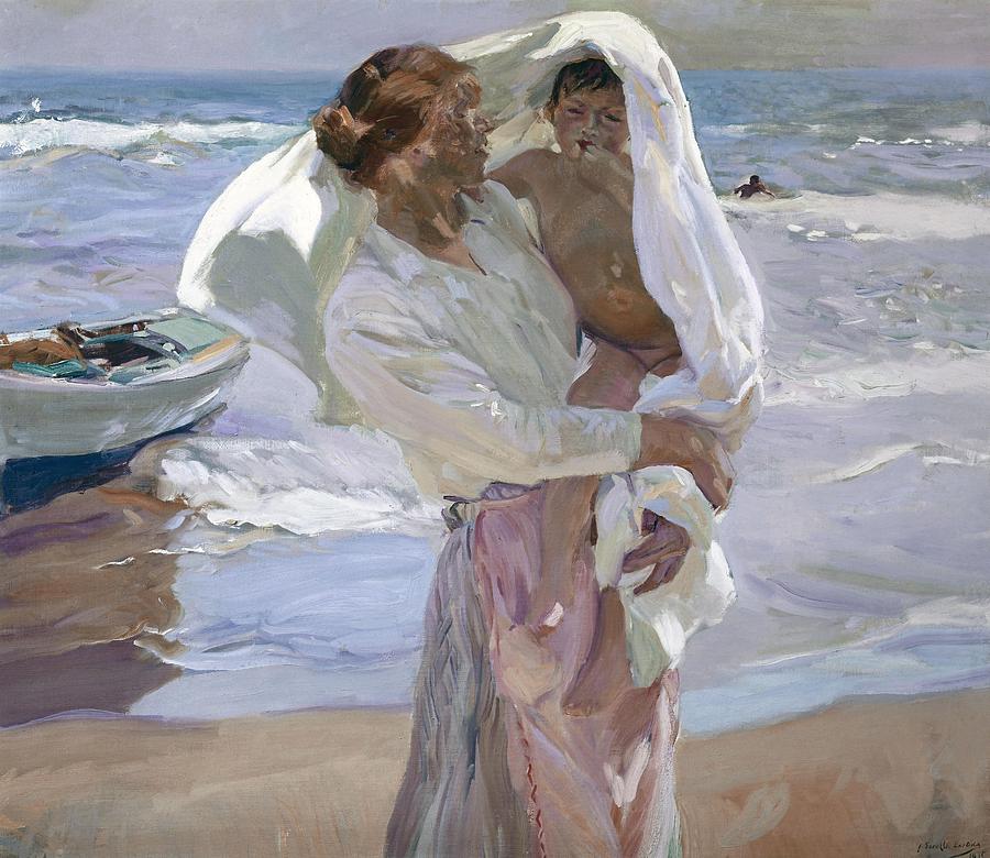 Just Out of the Sea, 1915, Oil on canvas, 130 x 155 cm. Painting by Joaquin Sorolla -1863-1923-