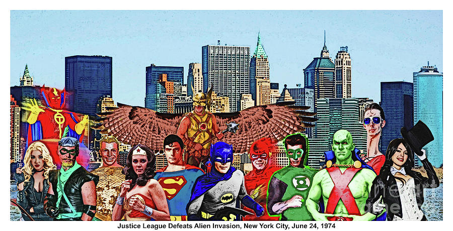Justice League Saves New York Color Digital Art by David Caldevilla