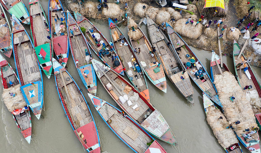 Landscape Photograph - Jute Market On River Bank by Mostafijur Rahman Nasim