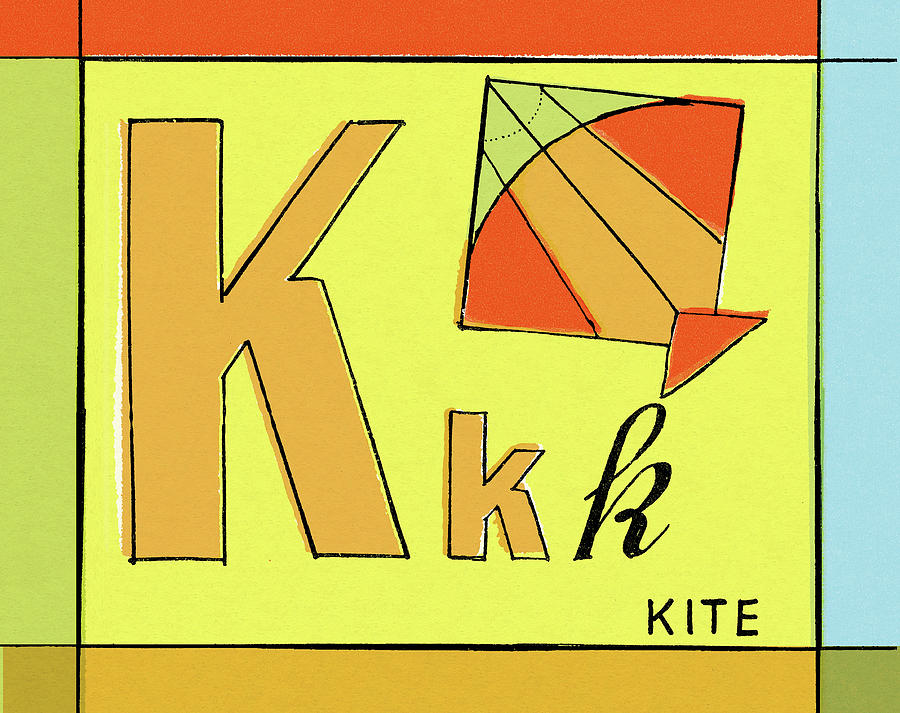 Vintage Drawing - K is for Kite by CSA Images