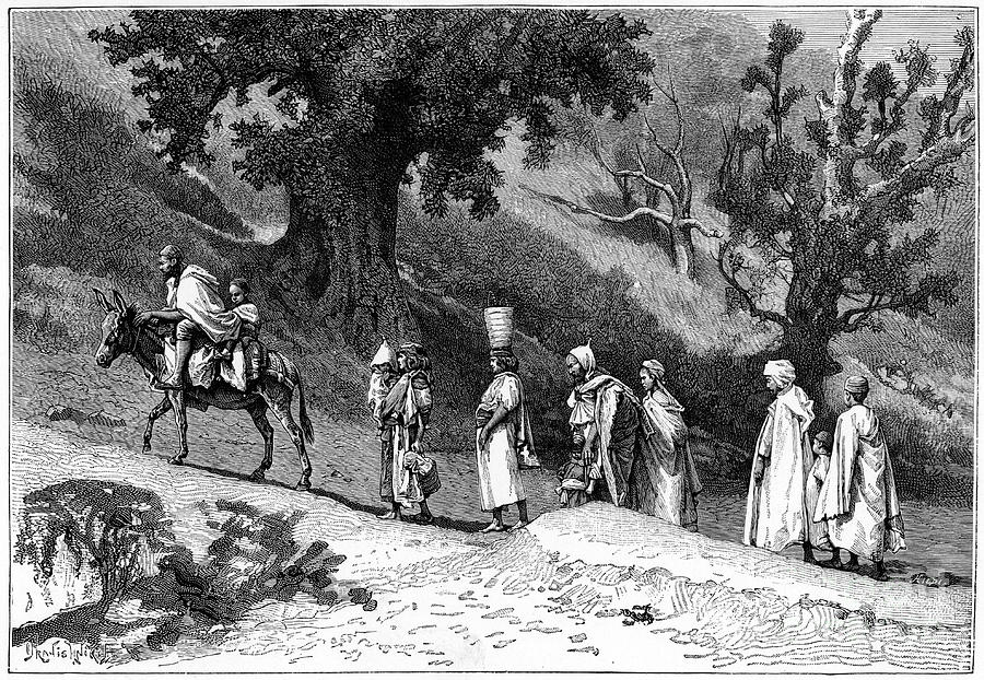 Kabyle Family Group Travelling Drawing by Print Collector