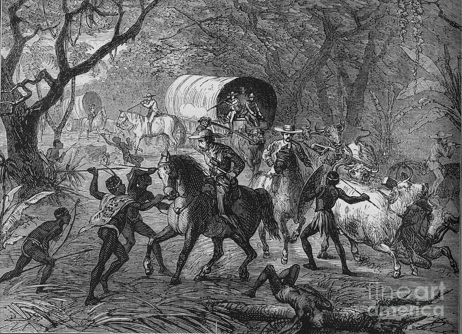 Kaffir Attack On An English Convoy Drawing by Print Collector