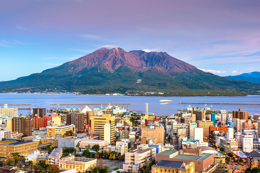 Architecture Photograph - Kagoshima, Japan Skyline by Sean Pavone
