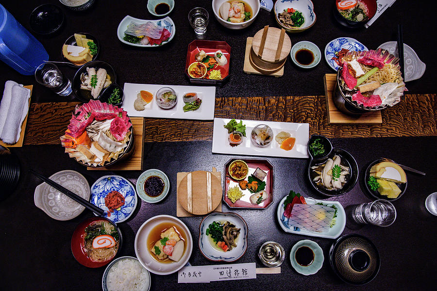 Kaiseki - Light Japanese Dishes With Soy Sauce, Tofu, Beef, Mushrooms ...