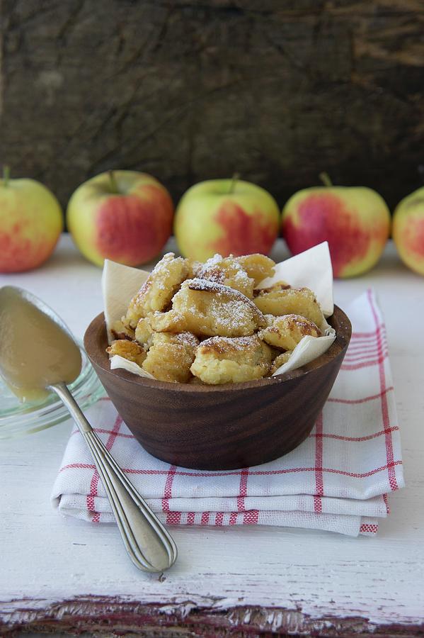 Kaiserschmarren shredded Sugared Pancake From Austria With Apple Pure Photograph by Martina Schindler