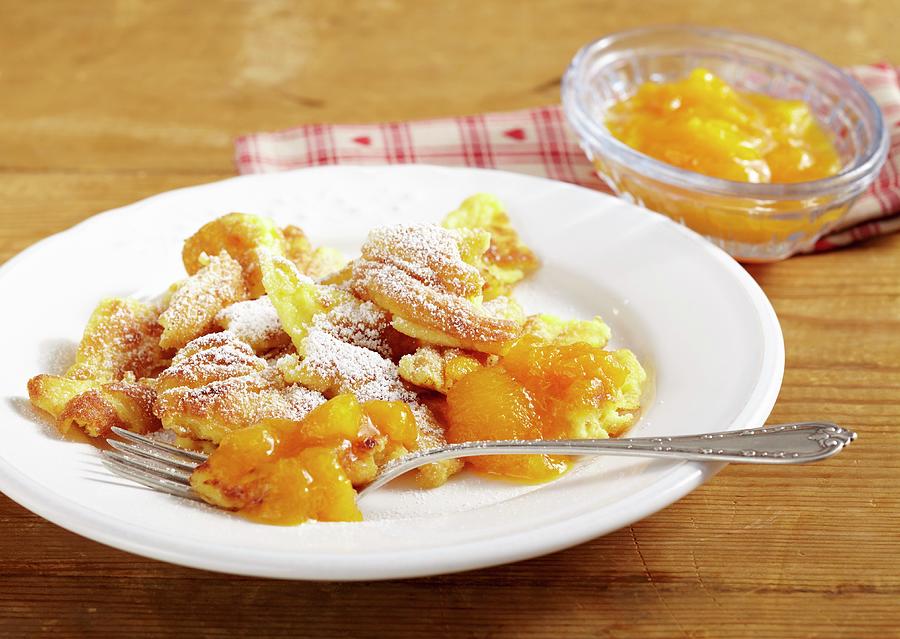 Kaiserschmarren shredded Sugared Pancake From Austria With Apricot Compote Photograph by Teubner Foodfoto