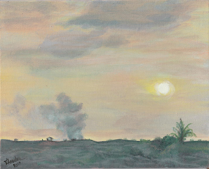 Lava Painting - Kalapana Sunset by Ted Coombs Lava Painting - Kalapana Sunset by Ted Coombs