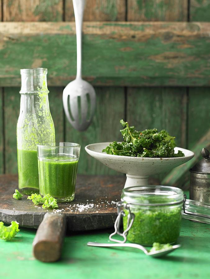 Kale Crisps, Smoothies And Pesto Photograph by Jan-peter Westermann