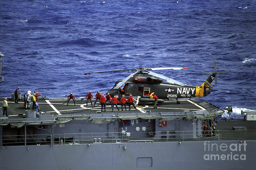 Kaman SH-2 Seasprite on the USS Harry W. Hill Helipad Photograph by Wernher Krutein