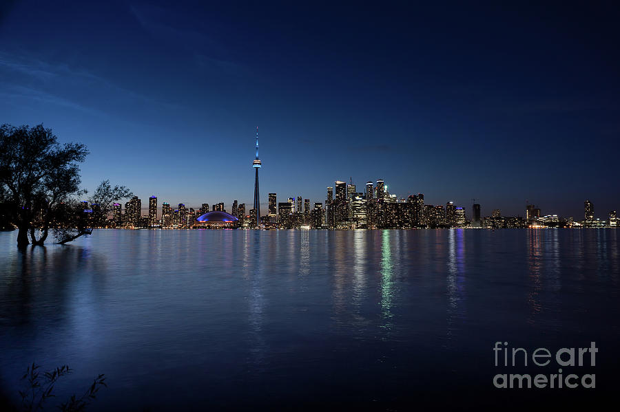 Canada Toronto Skyline With Cn Tower View From Island While Night June 19 Photograph By Andrea Grewe Hagemann