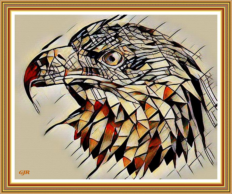 Kandinskycalia - Eagle Head L A S With Printed Frame. Digital Art