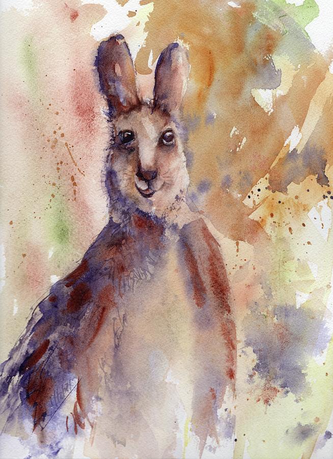 Kangaroo Portrait Painting by Chris Hobel