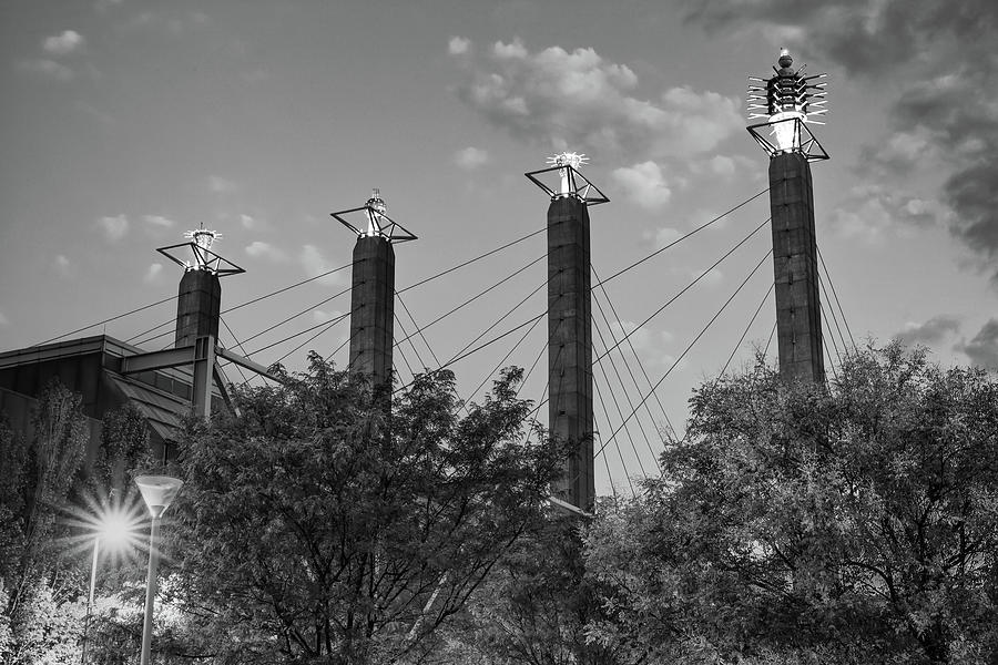 Kansas City Skyline Photograph - Kansas City Bartle Sky Stations in Black and White by Gregory Ballos