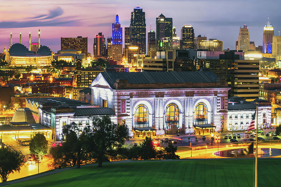 Kansas City Skyline Architectural Cityscape at Dusk Photograph by Gregory Ballos