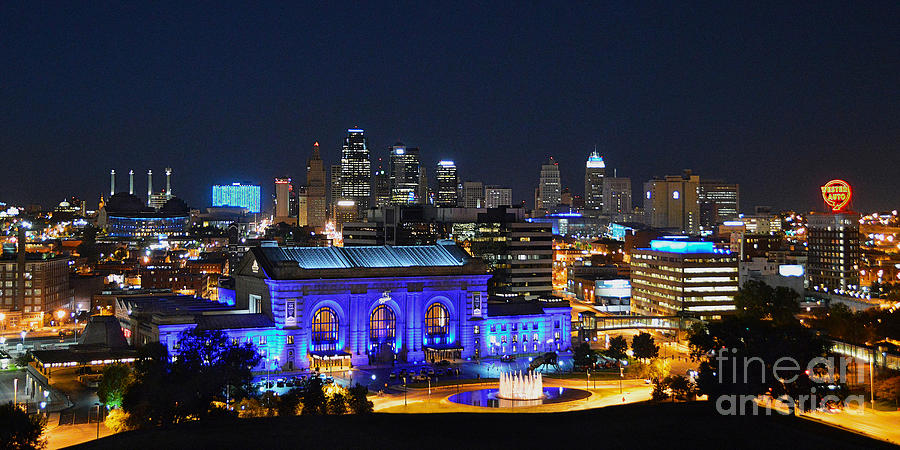 Kansas City Union Station in Blue Panorama Photograph by Catherine Sherman