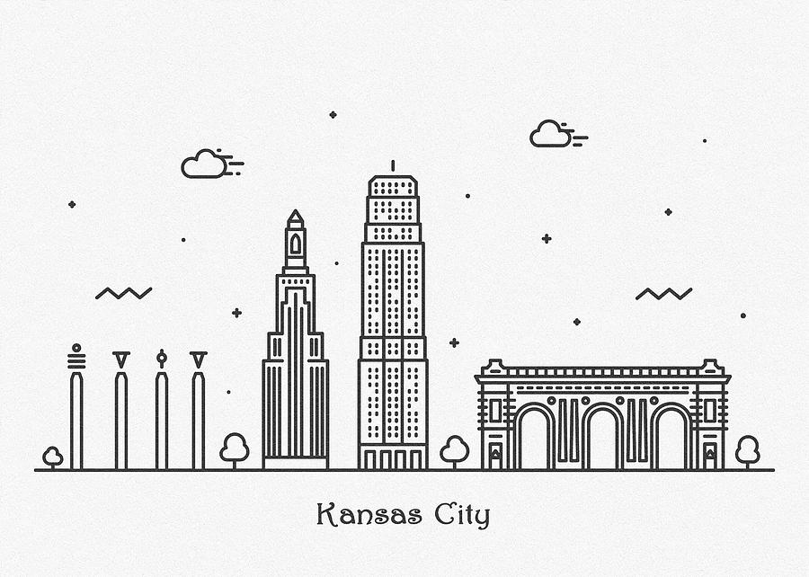 Kansas Cityscape Travel Poster Drawing by Inspirowl Design Fine Art