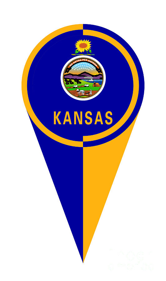 Kansas Map Pointer Location Flag Digital Art by Bigalbaloo Stock - Pixels