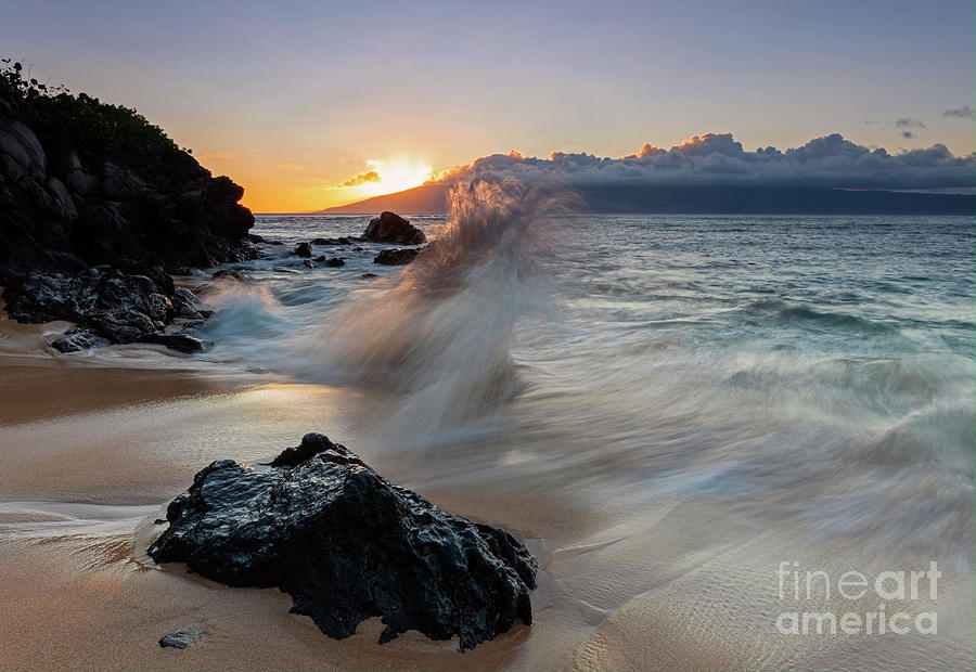 Sunset Photograph - Kapalua Bay Wave Dance by Michael Dawson