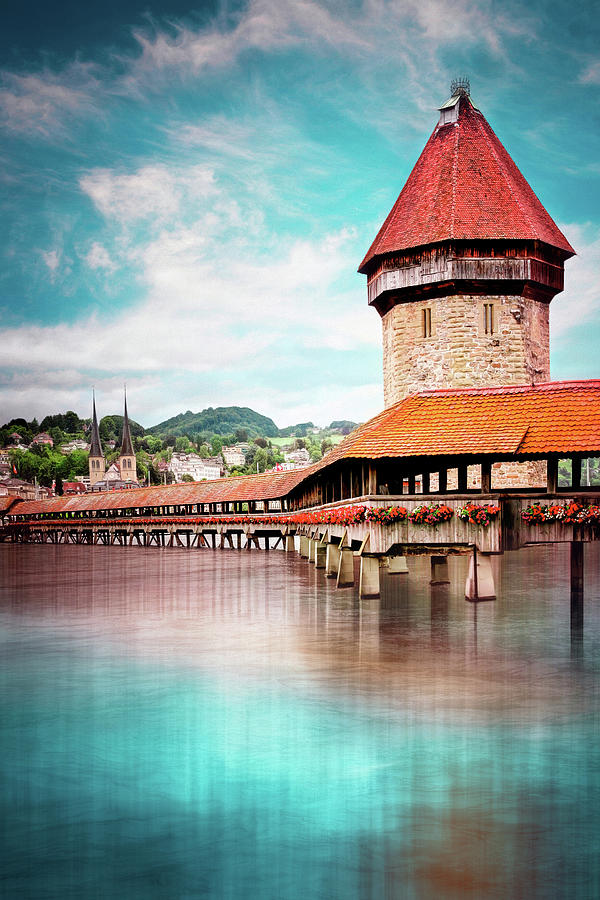 Architecture Photograph - Kapellbrucke and Water Tower Lucerne Switzerland  by Carol Japp