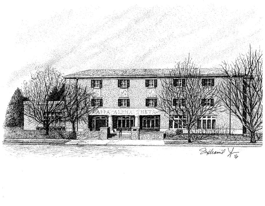 Kappa Alpha Theta Sorority House, Purdue University, West Lafayette, Indiana Drawing by Stephanie Huber