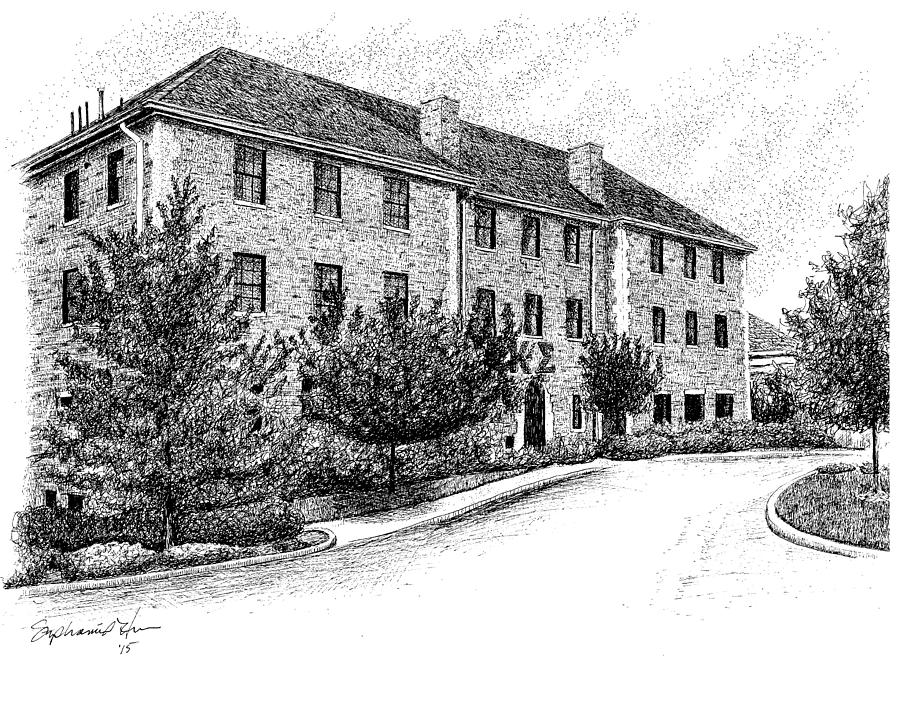 Indiana University Drawing - Kappa Sig Fraternity House, Bloomington,Indiana by Stephanie Huber