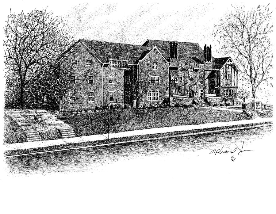 Kappa Sigma Fraternity House, Purdue University, West Lafayette, Indiana Drawing by Stephanie Huber