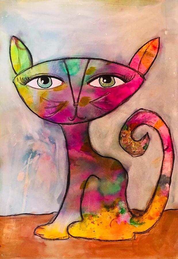 Karen the cat Mixed Media by Sarah Neumann - Fine Art America