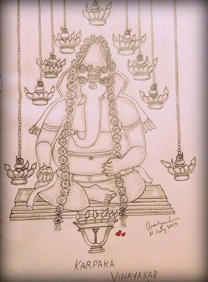 Image of Sketch Of Lord Ganesha Or Vinayaka Modern Concept Cute Editable  Outline Illustration-XT317749-Picxy