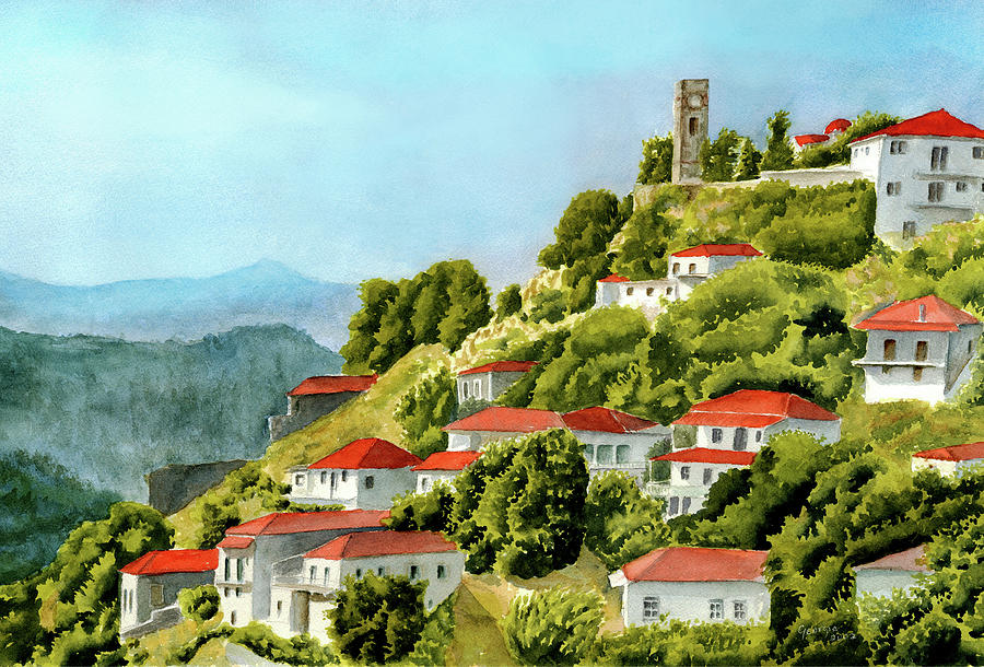 Karyai village Painting by Georgia Pistolis