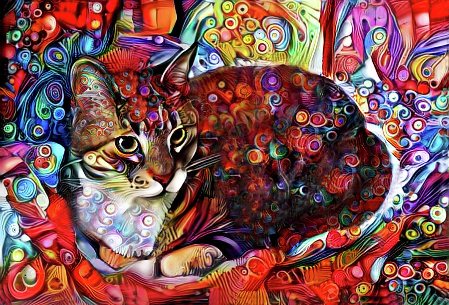 Kasha the Colorful Tabby Cat Digital Art by Peggy Collins