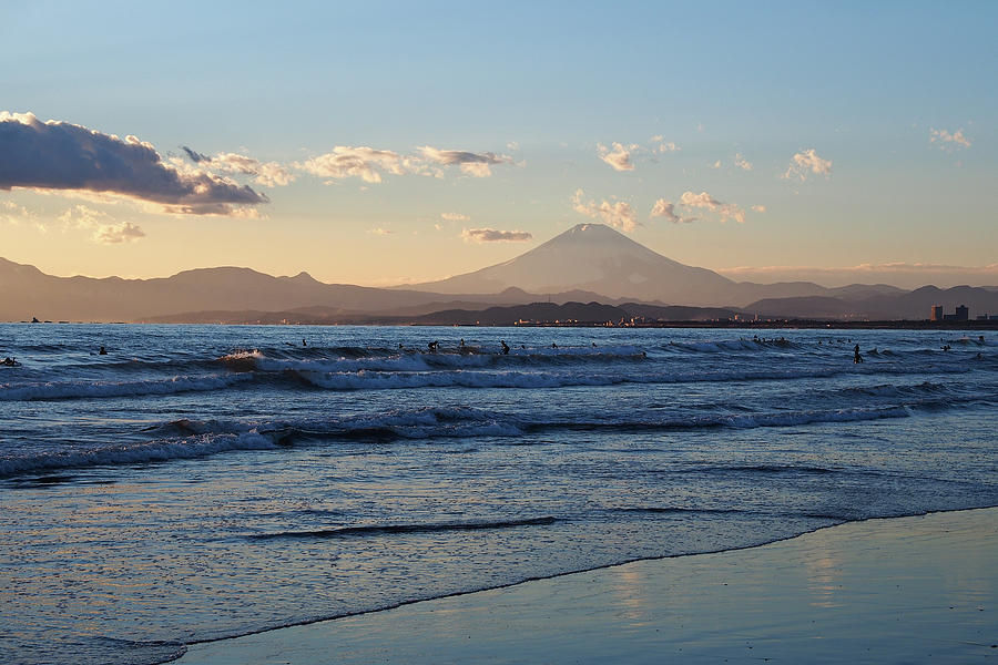 Katase Nishihama Beach & Mt. Fuji Photograph by Vincent Van Den Storme