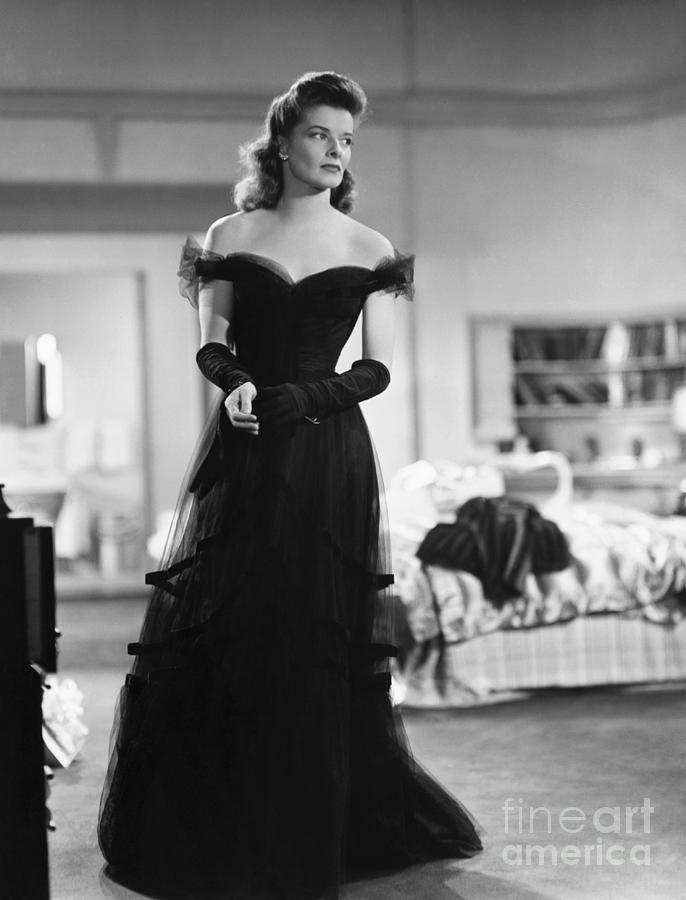 Katharine Hepburn In Black Evening Gown Photograph by Bettmann
