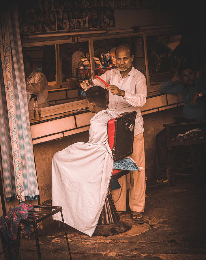 Walking Photograph - Kathmandu / Barber by Hasan Dimdik